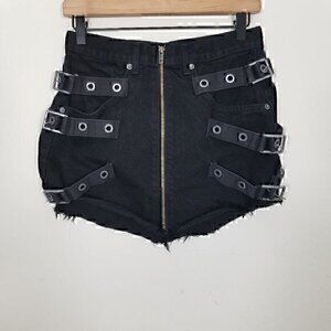 Carmar Distressed Zip Up Jean Mini Skirts Size 27